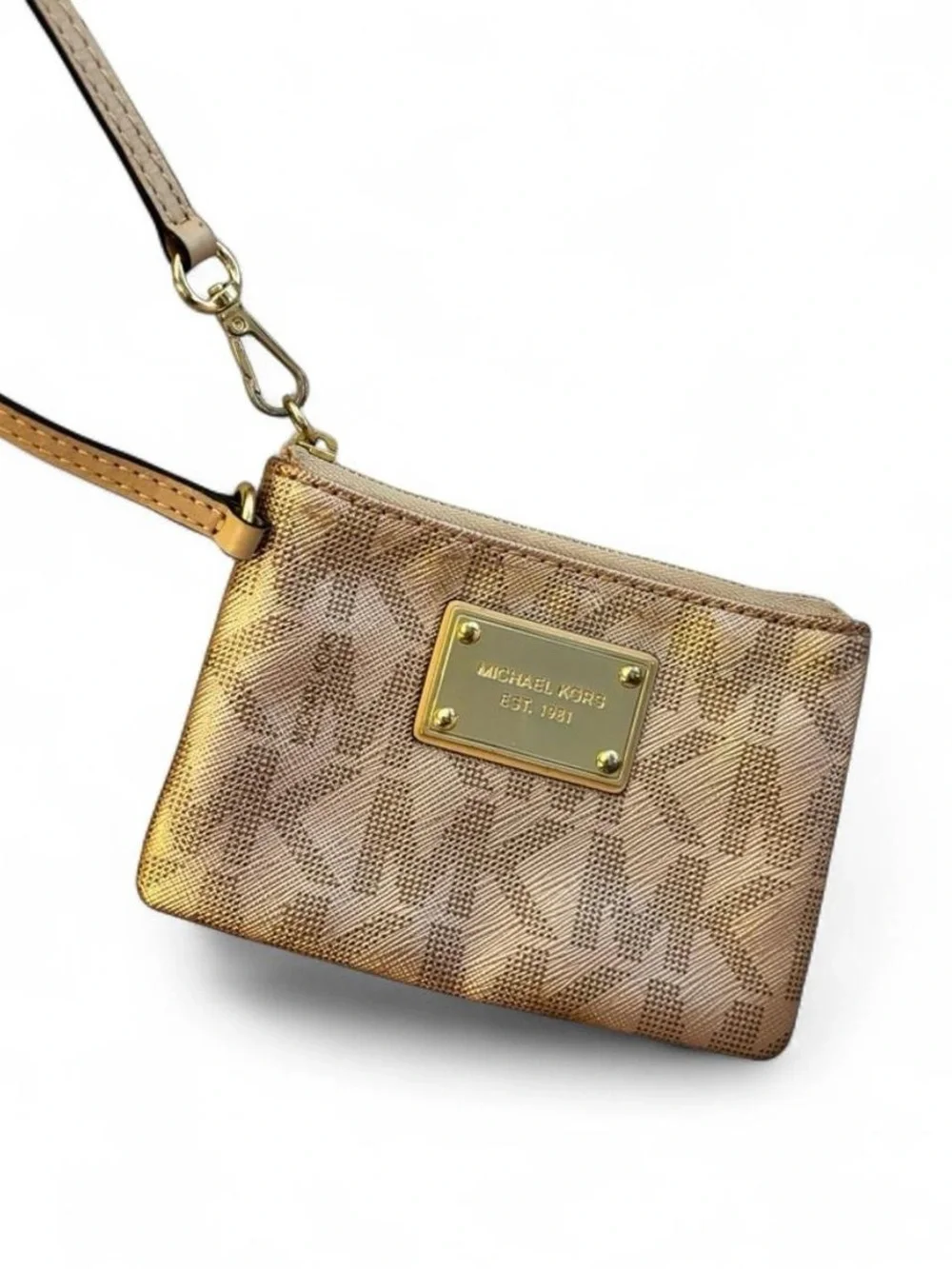 Michael Kors Metallic Gold Monogram Wristlet